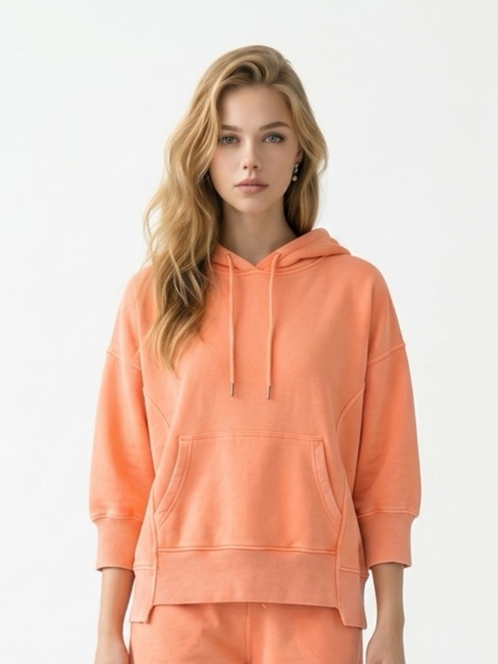 FP Movement by Free People Neon Orange Oversized Cropped Hoodie size xs
